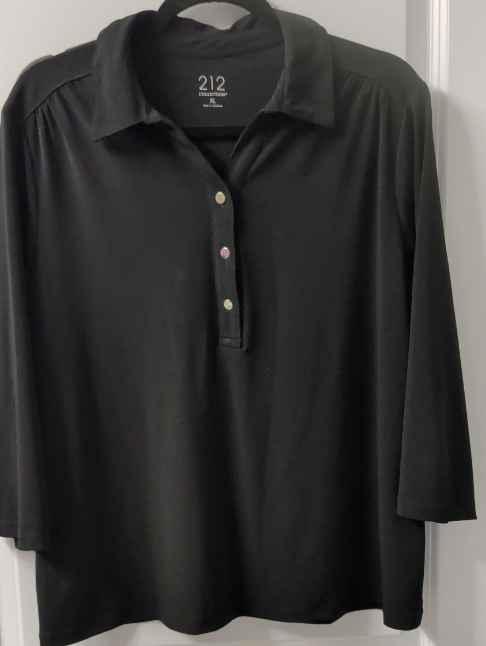 212 Collection Black 3/4-Sleeve Polo Top